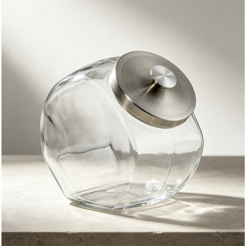 Meal Prep Glass - Anchor Hocking zilveren glazen pot met