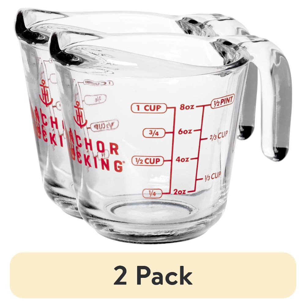Meal Prep Glass - 2-delige glazen maatbekersset met handvat voor
