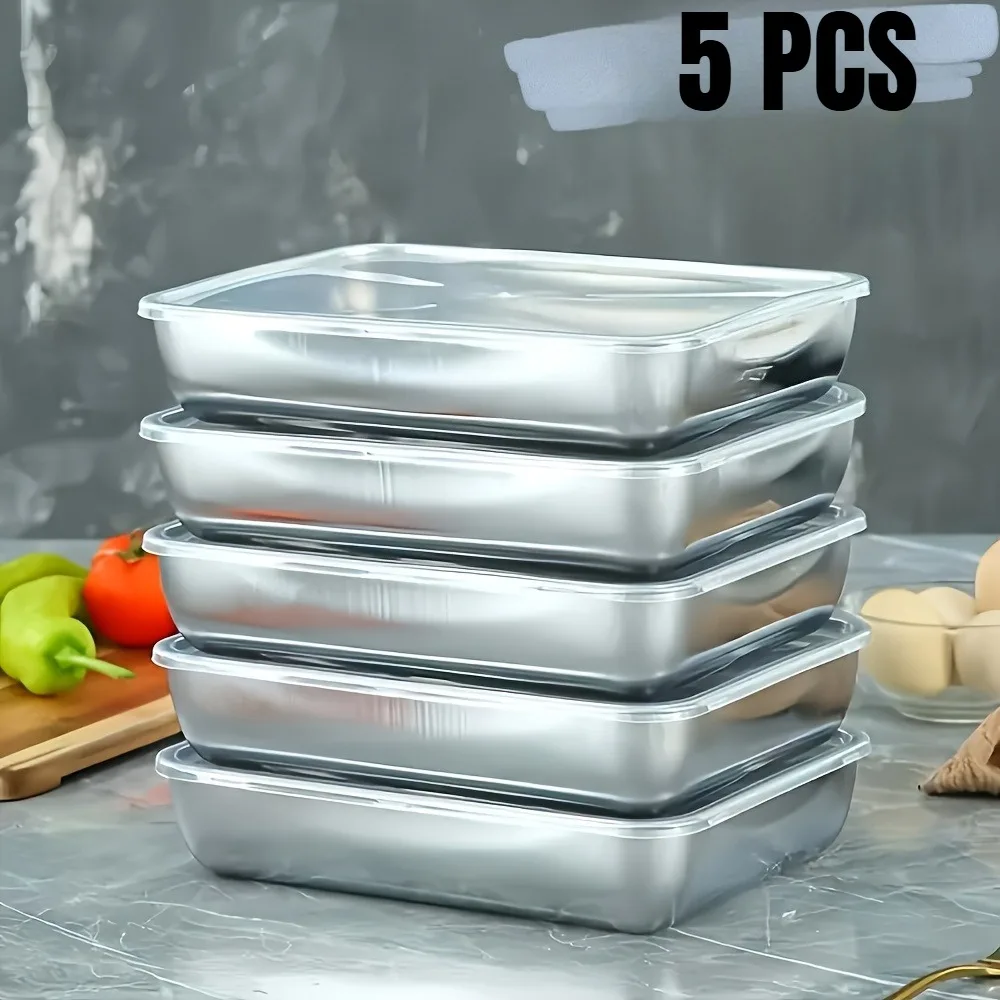 Meal Prep Glass - 5-delige RVS voedsel bewaardozen, stapelbaar en