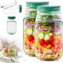 Meal Prep For Office - Draagbare saladepot met zijopening, sausbakje, voedselopslag