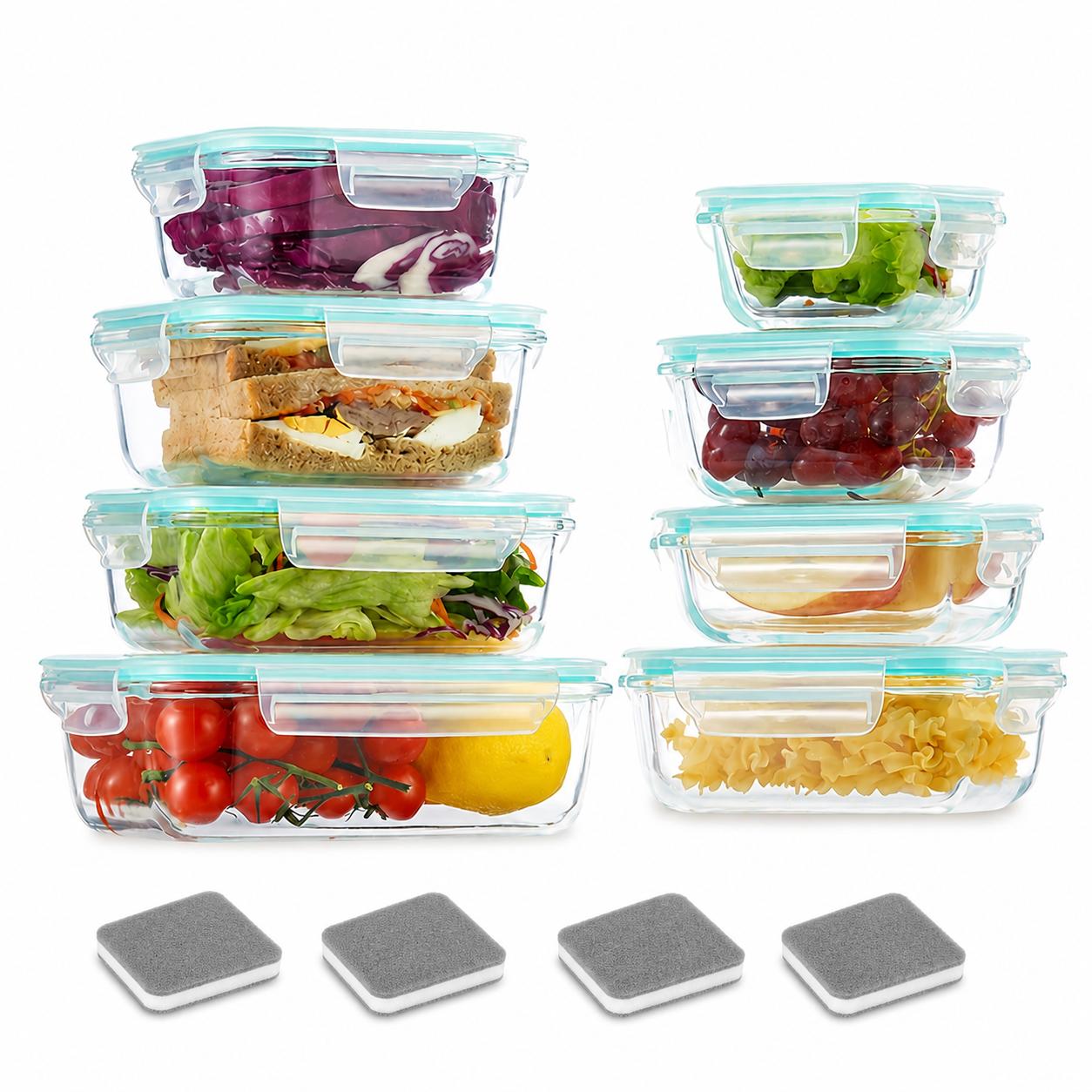 Meal Prep Glass - 16 stuks verzegelde glazen voedselopslagcontainers, lunchboxen,
