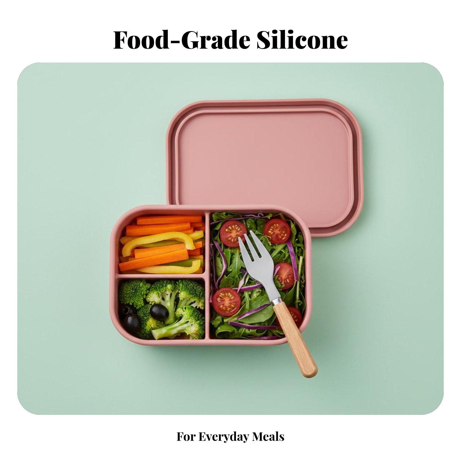 Meal Prep For Office - Voedselveilige siliconen lunchbox, magnetronbestendige bento-container, 3-compartiments