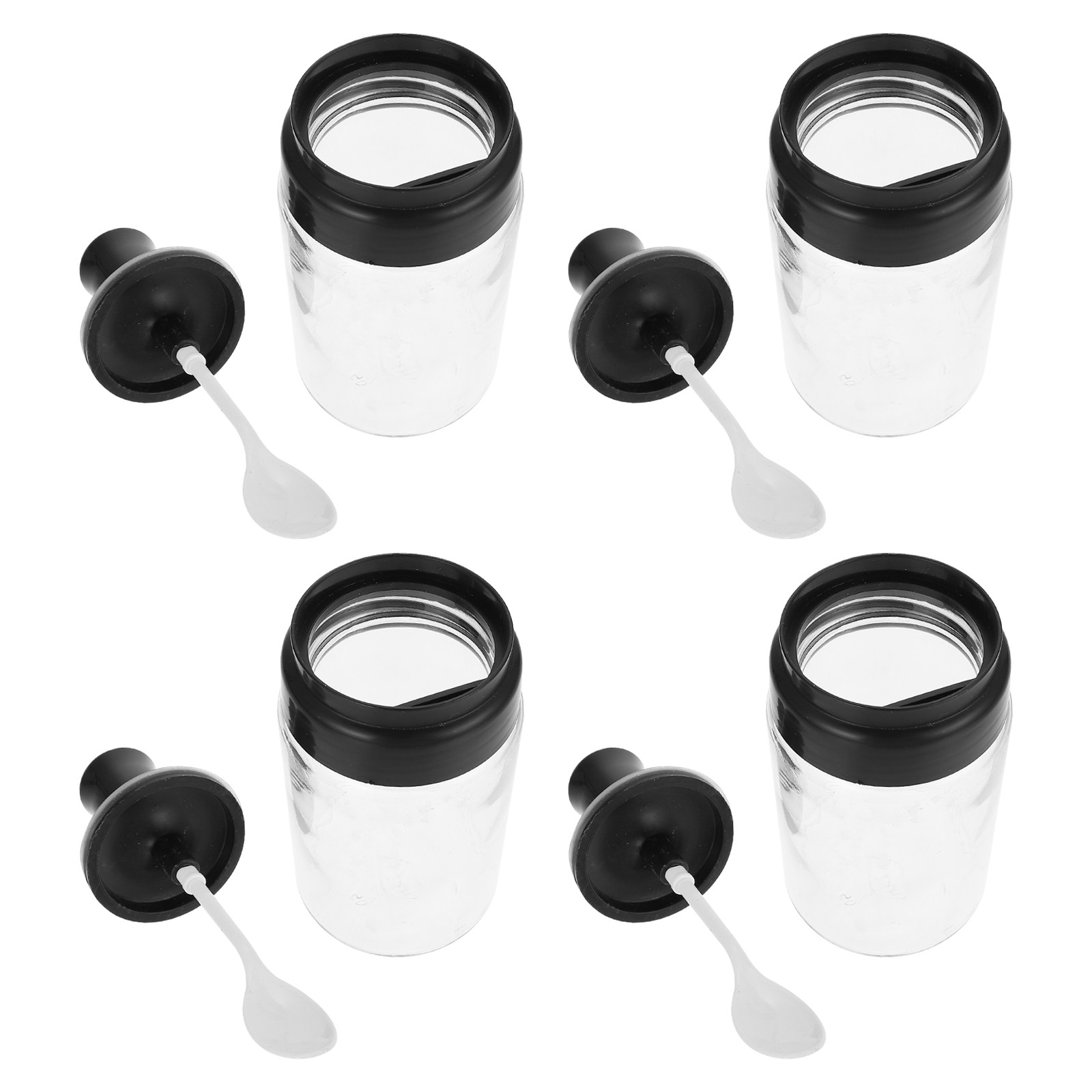 Meal Prep Glass - 4-delige glazen kruidenpot met lepeldop, luchtdichte