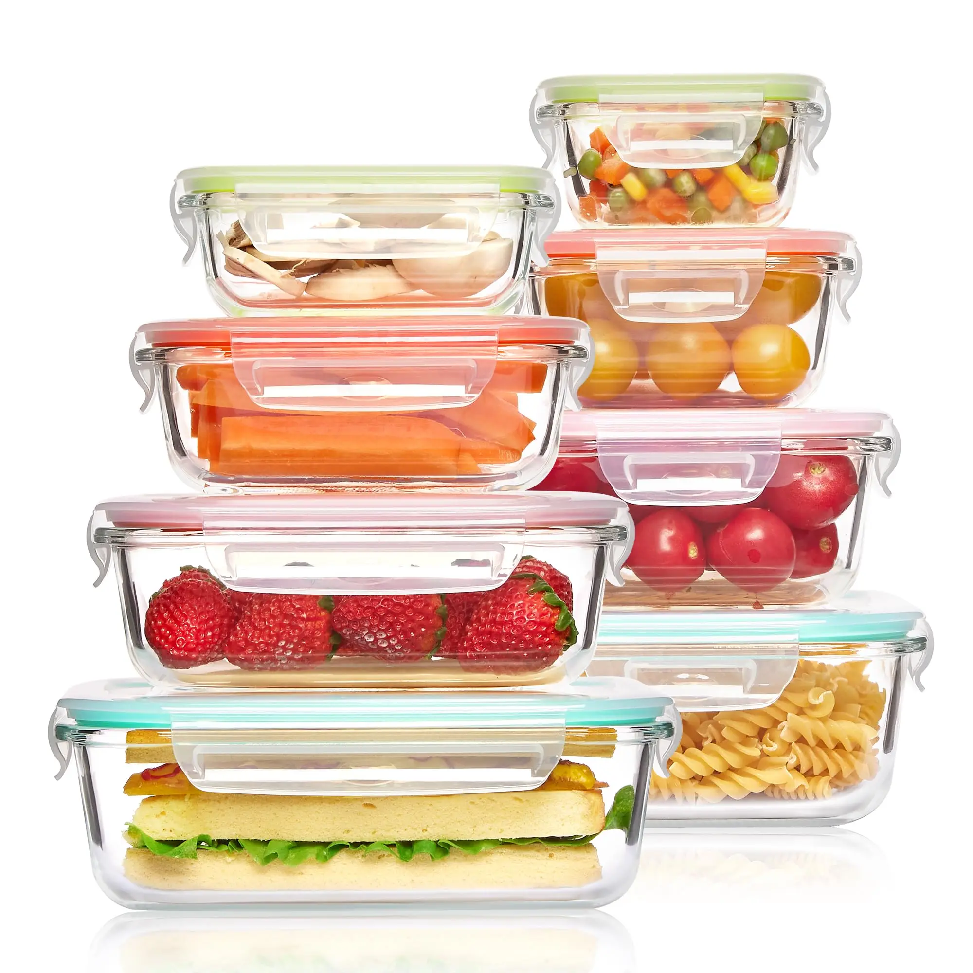 Meal Prep Glass - Glazen lunchbox Voedselopslagcontainers, maaltijdbereiding, luchtdichte Bento