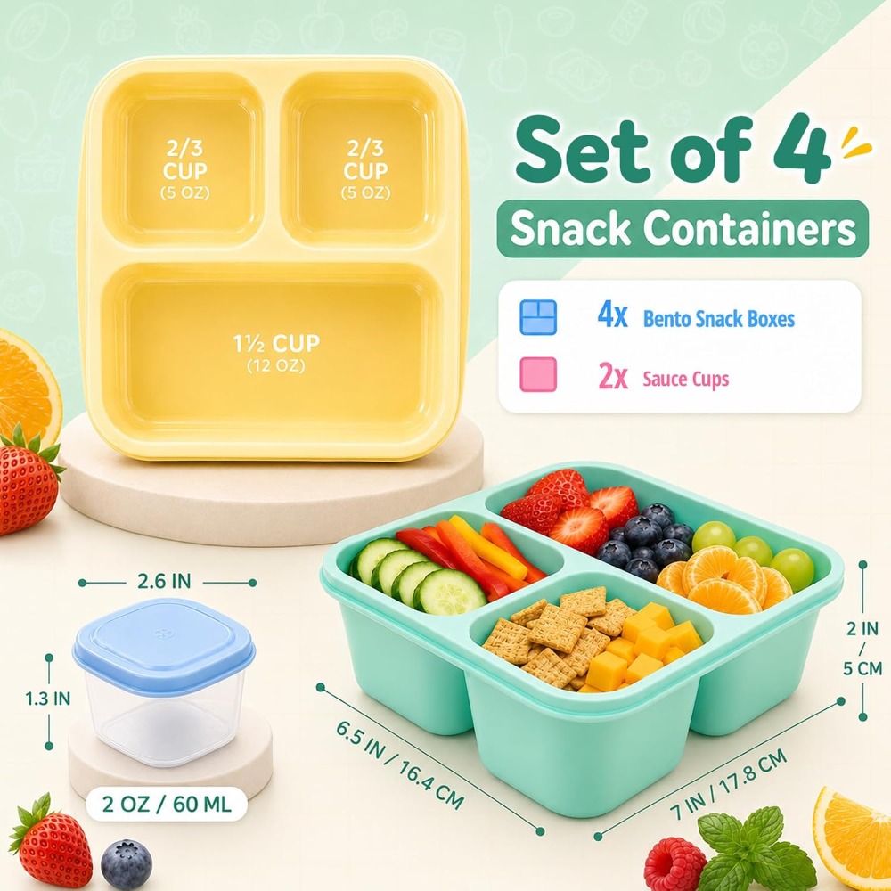 3-delige Bento Box Snackcontai - Meal Prep Healthy Lunch recensie en prijs